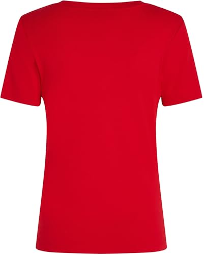 Tommy Hilfiger Damen T-Shirt Kurzarm New Slim Cody mit V-Ausschnitt, Rot (Primary Red), XXS – Ansicht 5