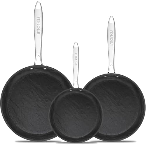 imarku 8, 10 and 12 Inch Non Stick Frying Pans Set, Stay Cool Stainless Steel Handle, Disherwasher and Oven Safe, Induction Compatible, New Home Essentials 8&10&12 inch