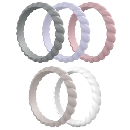 Egnaro Women's Bridal Rings Sets, Thin and Stackable Rubber Rings Women Wedding Bands - 2.5mm Width - 1.8mm Thick