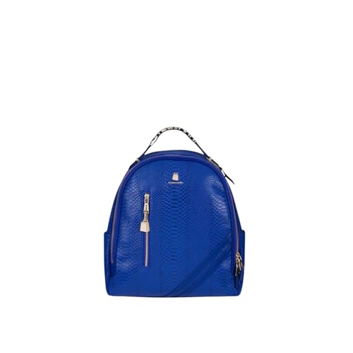 Image of Tote&Carry Apollo BFF Backpack for Women, Vegan Leather, Water-Resistant, Carry-On Luggage for Travel, Work & Daily Use (Snake Skin, Royal Blue)