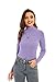 White Thermal Long Sleeve Women Mock Turtleneck Stretch Slim T Shirt Layer Top for Women Lavender X-Small