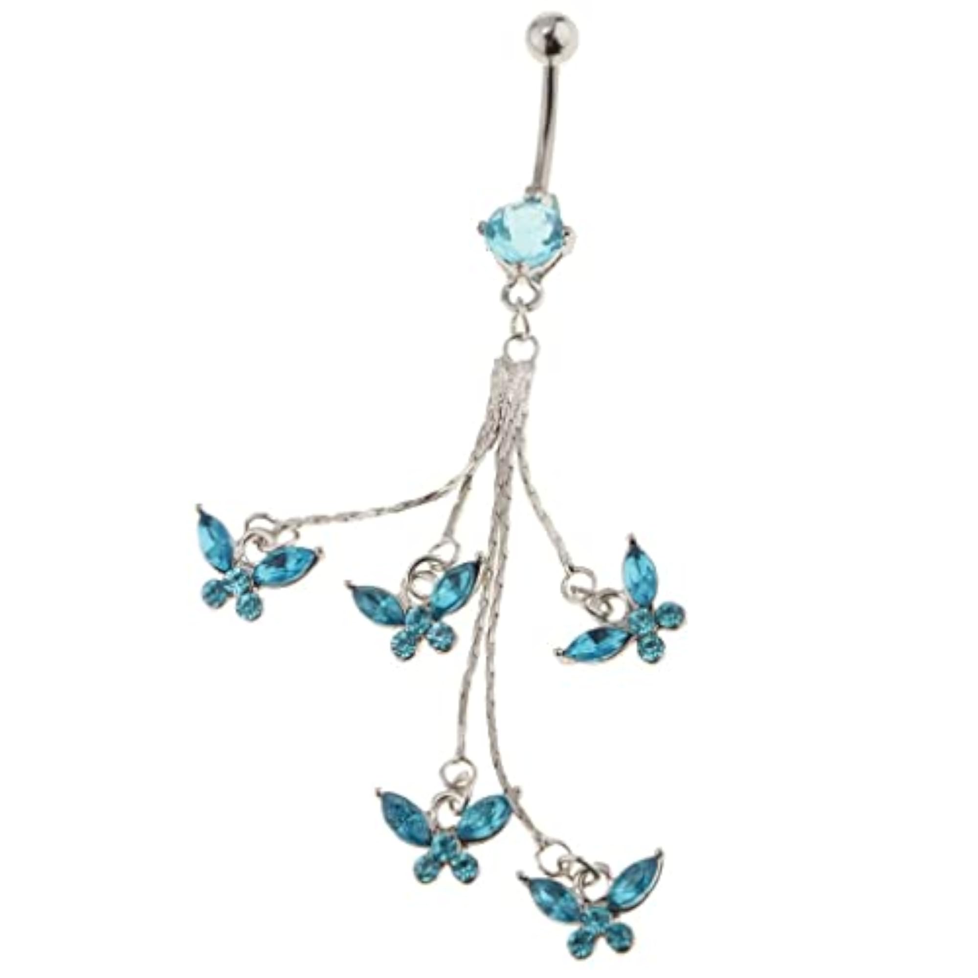 14G Crystal Tassels Butterflies Belly Button Rings