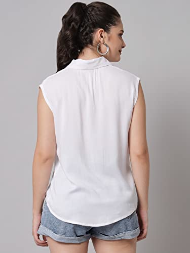 Image of FUNDAY FASHION Women's Rayon Blend Regular Fit Solid Casual Sleevesless Shirt (Pack of 2)