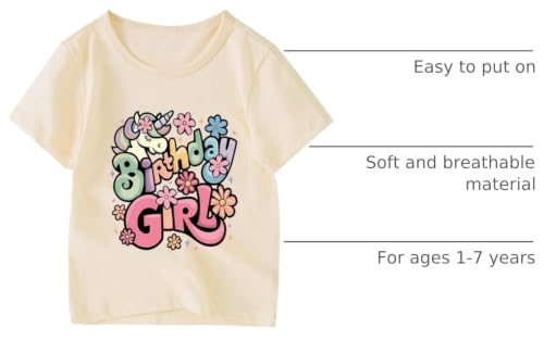 Image of Birthday Shirt Girls Toddler T-Shirts Unicorn Mermaid Birthday Tees Little Kids Top Outfit White Pink 2nd 3rd 4th 5th 6th 7th