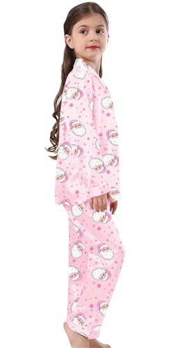 Image of Schbbbta Girls & Women Satin Pajamas Set, 2Piece Silk Nightwear Button-Down Sleepwear for Teen Kids, 3 Years - Women XXL