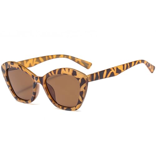 Lunettes de soleil oeil de chat pour femmes aux verres dégradés thé léopard