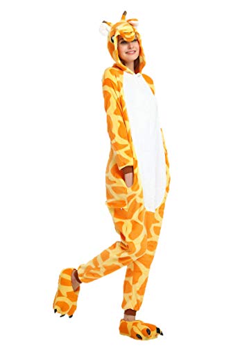 Girafe de Pyjama Licorne Grenouillère Animaux Siamois Romper Pajamas Kigurumi Onesie Cosplay Animal Combinaison Costume Vêtement de Nuit en Flanelles Soirée Carvanal Halloween Noël Déguisement