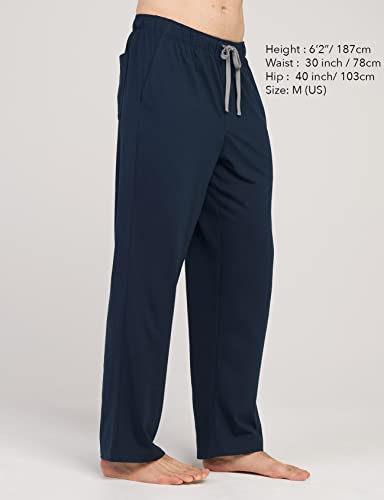 LAPASA Men's Soft Knit Pajama Sets Comfy Sleepwear Loungewear PJ Top Long Sleeve Bottoms Pant with Pocket Meditation M23/M1002