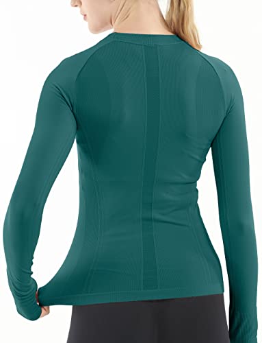Image of MathCat Seamless Workout Shirts for Women Long Sleeve Yoga Tops Sports Running Shirt Breathable Athletic Top Slim Fit XS-XL