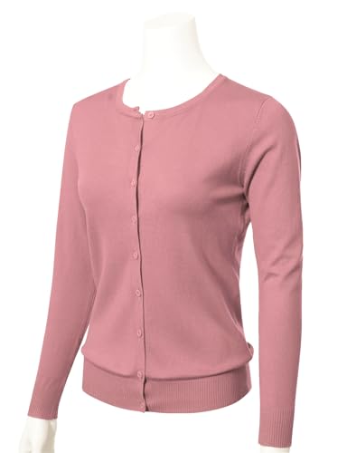 Image of Allsense Women's Long-Sleeve Crewneck Cardigan | Classic Button Down Sweater, Soft Fine Knit, Lightweight