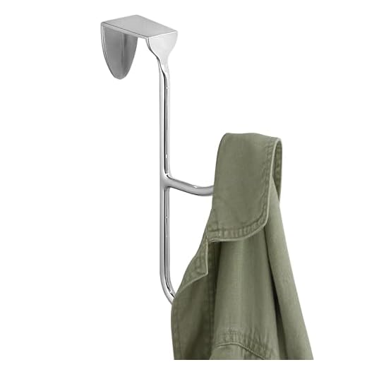 iDesign Hängande klädhängare med 2 krokar, metallklädkrokar för kläder och tillbehör, krokar över dörren för hall eller badrum, silver