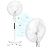 SNOWDVANCE - Ventilador de Pie 45W Compacto con Altura Ajustable y Oscilación - Ideal para Dormitorio y Oficina, Diseño Clásico y Eficiente