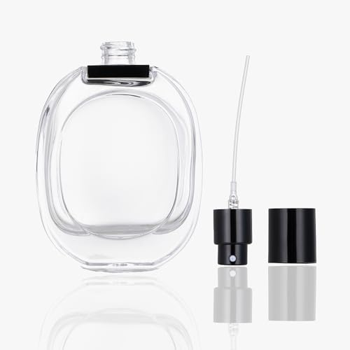Enslz Refillable Perfume Spray Bottle 50ml/ 1.7oz Empty Glass Travel Perfume Atomizer, Replacement Perfume Dispenser for Women Men (Black Transparent)3
