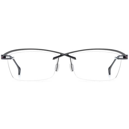 Image of FONEX Pure Titanium Glasses Frame Men Semi Rimless Square Eyeglasses Eyewear DTX416