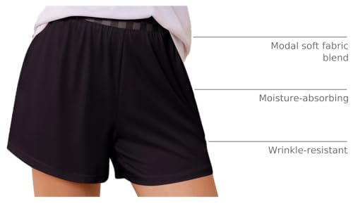 Image of Ekouaer Womens 2 Pack Pajama Shorts 2026 Comfy Elastic Waist Sleep Shorts Bamboo Viscose Soft Pj Bottoms with Pockets