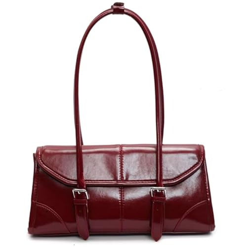 Sac à bandoulière bordeaux de grande capacité pour le shopping