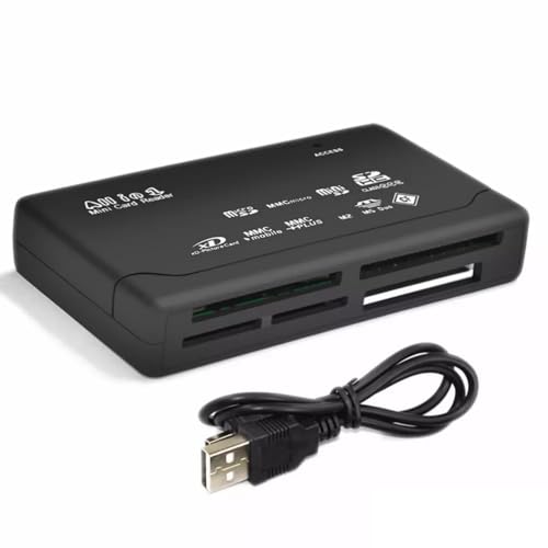 Lector de tarjetas de memoria USB 2.0 todo - Micro/Mini SD, SDHC, TF, M2, MS Duo, CF, XD - Negro - Cable incluido - Plug & Play - Straße Tech