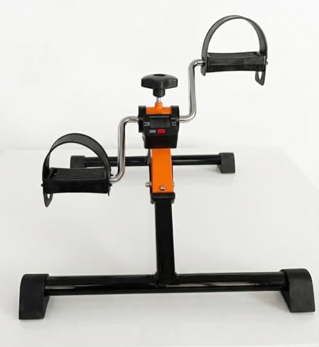 Image of Mini Pedal Exercise Cycle - Portable Under Desk Bike with Adjustable Resistance, LCD Monitor, Non-Slip Base for Arm & Leg Workout, Home & Office Fitness Trainer (Orange /Black)