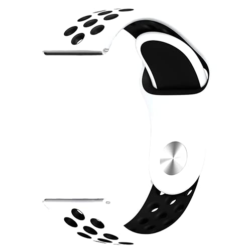 Image of YODI 19mm Soft Silicone Strap Replacement Belt Band for Noise Colorfit Pro 2, Colorfit Pro 2 Oxy, Colorfit Pulse, Colorfit Beat, Boat Storm, Fire Bolt Ninja 2 Smart Watch Straps (WHITE-BLACK)