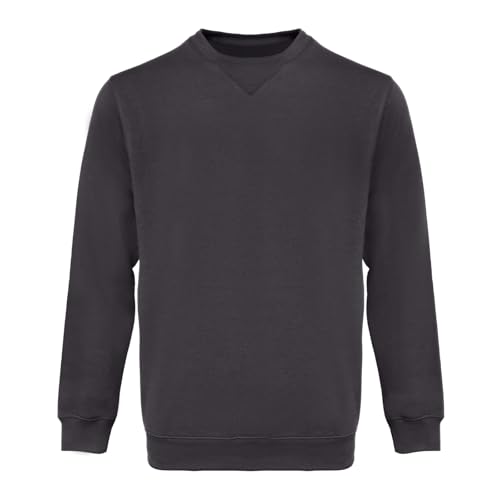 WORK IDEA Camisola com gola redonda para homem, roupa de trabalho, camisola básica de trabalho, cinzento, 5XL