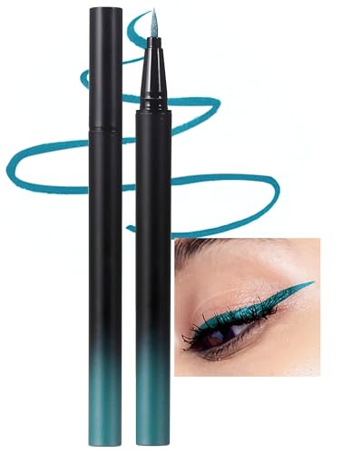 Erinde Eyeliner Liquido Metallico Verde, Eyeliner Waterproof, Matita Occhi Lunga Tenuta fino a 8 ore, Asciugatura Rapida e Antisbirciatura, Finish Lucido e Brillante, Alta Pigmentazione #08