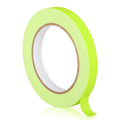 Image of GEYYANG Spike Tape, Yellow Fluorescent Gaffers Tape 1 /2 inch x 20 Yards, Black Light UV Reactive, Multipurpose Fluorescent for Stage Marking, Party and Art Crafts