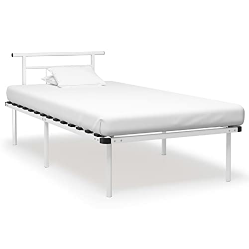 ShGaxin Struttura per letto, Doghe, divano letto, mobile letto, letto per giovani, basi per letto, letto completo, camere da letto per giovani, in metallo bianco 100 x 200 cm