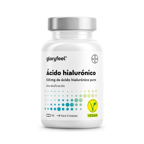 Ácido Hialurónico De Altas Dosis - 525mg Acido Hialuronico Por Cápsula - 500-700 Kda - Vegano, Probado En Laboratorio, Fabricado En Alemania, Sin Aditivos