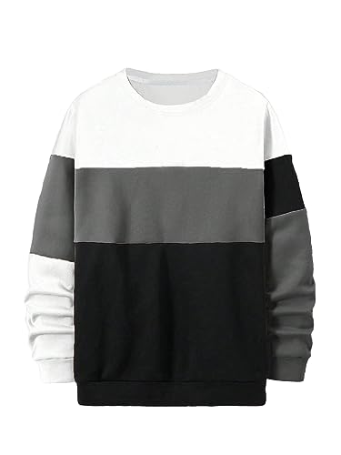Floerns Men's Casual Colorblock Long Sleeve Sweatshirt Thermal Pullover Tops