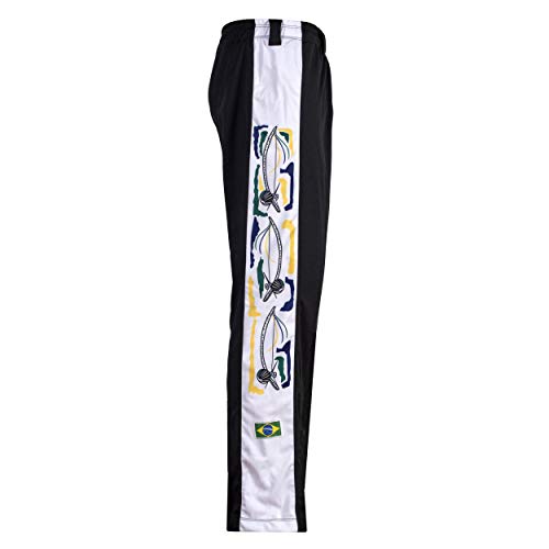 JL Sport Authentic Brazilian Capoeira Martial Arts Unisex's Trousers Black (with Traditional Berimbau in White Along Leg) - XL - Image 4
