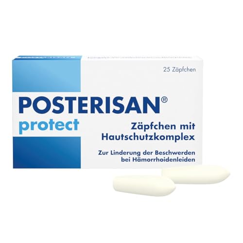 Posterisan protect 60 mg Zäpfchen mit Hautschutzkomplex: Zur Linderung leichter Hämorrhoiden-Beschwerden und Schutz vor Reizungen 25 Stück