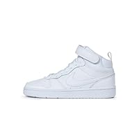 Nike Big Kid's Court Borough Mid 2 Shoes, White/White-White, 7Y