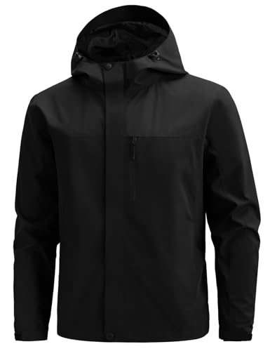 Voqeen Chaqueta Impermeable Hombres Softshell Impermeable Ligero Cazadora Transpirable Casual Cortavientos Con Capucha Para Correr Ciclismo Senderismo Escalada Deporte