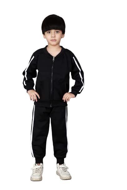 AmeehaStylish kids Strip Track suit for Boys & Girls (5-6 Years, Strip Track suit, Black)