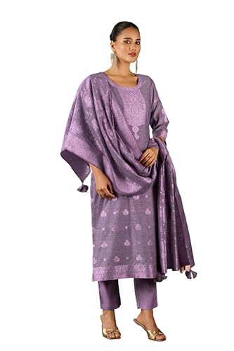 Image of Shaily Premium Silk Blend Woven Design Readymade Kurta with Pants and Dupatta Set | Ethnic Set | 3-Piece Suit Set | Haldi and Wedding Suit Set for Women