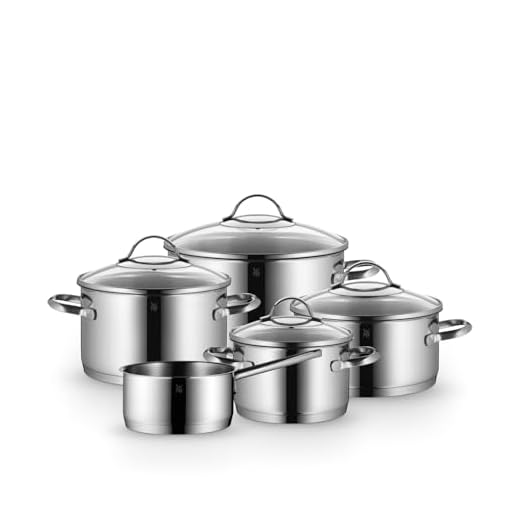 WMF Provence Plus Topfset Induktion 5-teilig, Kochtopf Set mit Glasdeckel, Cromargan Edelstahl poliert, Töpfe Set unbeschichtet