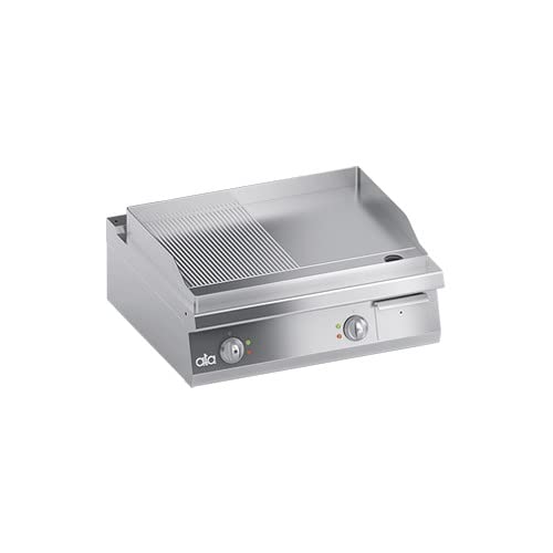 Fattura su richiesta Fry top liscio rigato professionale elettrico da banco cm 80x70x25 RS3635