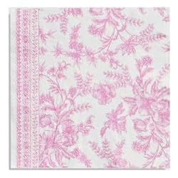 Coterie Pink Toile Dinner Napkins | Cute Napkins In Bright Pink and White Toile, Set of 25, Perfect For Bridal, Baby, Garden, Or Birthday Party | Disposable | 6.5 Inches