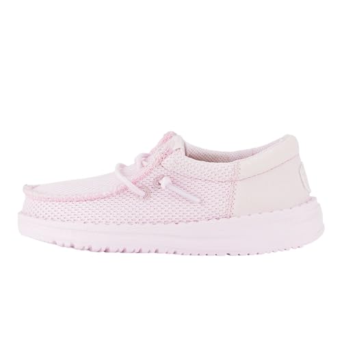 Image of HEYDUDE Unisex Toddler Wally Funk Mono Slip On Shoe, Light Pink Size 7 | Lightweight Textile Loafer with Elastic Laces & Foam Insole