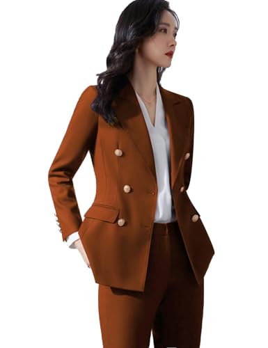 Brown Pant Suits for Women Dressy Business Casual Pants Suit Two Pieces Blazer Sets Women 2 Piece Outfits 18