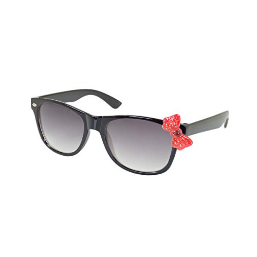 Kids Cute Kitty Cat Bow Clear & Tinted Lens Glasses Age 3-12, Tinted (Black / Red Bow)