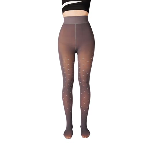 Fleece Lined Tights Sheer Women - High Waist Fake Translucent Women Sheer Warm Pantyhose Patterned Fleece Tights