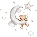 Lochimu Stickers Muraux Ourson Amovible Stickers Muraux Enfants Lune Nuage Ours Mignon Star Stickers Muraux Enfants Lune Nuage pour Murs Portes Fenêtres Placards(Style B)