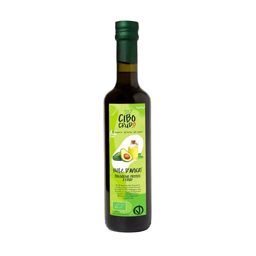 Huile d'Avocat Bio - 500 ml. Huile Avocat Biologique 100% Pur et Naturelle. Huile d'Avocat Pressée à Froid. Idéale pour la Cuisson, l'Assaisonnement et la...