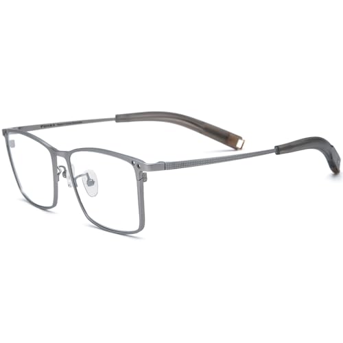 Image of FONEX Pure Titanium Glasses Frame Men Square Magnet Clip On Eyeglasses with Polarized Lens