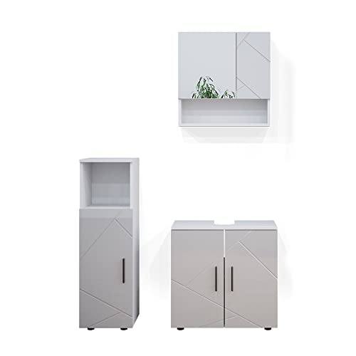 Livinity Badmöbel-Set Ronco, Weiß Hochglanz, 3 Teile Livinity Badmöbel-Set Ronco, Weiß Hochglanz, 3 Teile