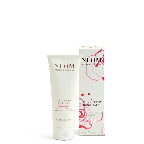 NEOM Its All Rosy Hand Balm 75ml I Rose Geranium and Orange I Expertly blended with 100% natural blend of 11 essential oils I To uplift your mood I Cruelty Free