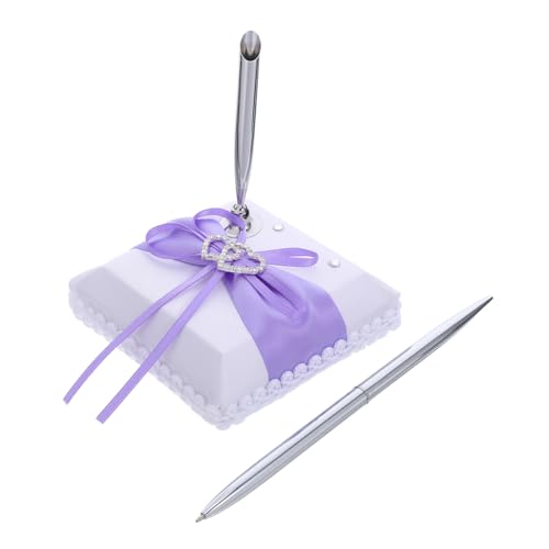 HOODANCOS 婚礼用ゲストブックサインペン ハート装飾付きブライダルエンゲージメントペン 卓上スタンド付き 結婚式受付用署名ボールペン 記