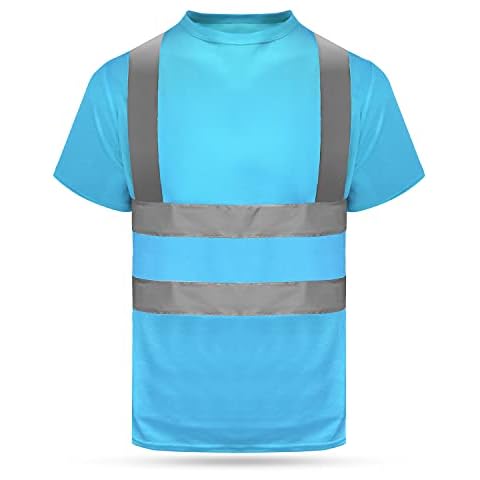 HYCOPROT Hi Vis T-Shirt Viz High Visibility Reflective Safety Vest Waistcoats Breathable Light Short Sleeve Workwear Visibility Shirts Cover