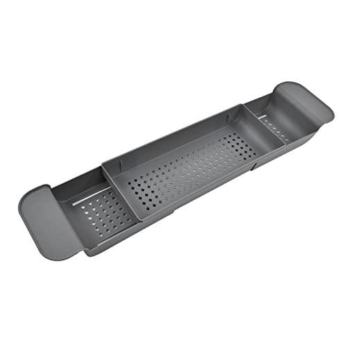 Erweiterbares Badewannen-Caddy-Tablett, Multifunktionales Badewannen-Organizer-Rack, rutschfest, für Kerzen, Handtücher, Bücher, Wein, Telefon (Grau)